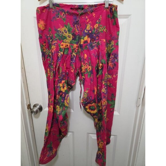 Srishti Bohemian Floral Print Harem Pants Vibrant Colors Drawstring Fit Lightwei - Picture 9 of 10